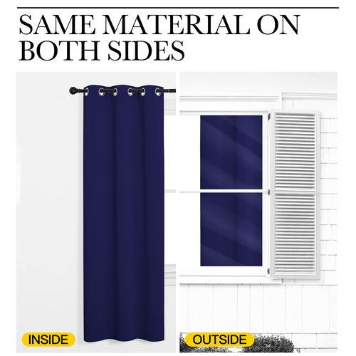 NICETOWN Navy Blue Blackout Curtains 96 inches Length for Living Room, 2 Panels, 55" Wide, Thermal Insulated Long Drapes for Large Window