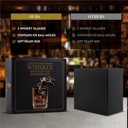 Whiskey Smoker Kit with Torch, Cocktail Smoker Kit, Smoked Old Fashioned Set, Bourbon Whiskey Gifts for Men with Glasses, No Butane Included