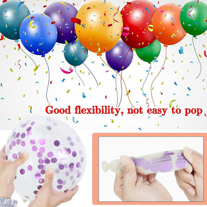 Skiennix 68Pcs Pink & Purple Balloons - 12 Inch Metallic Latex & Confetti for Weddings & Birthdays