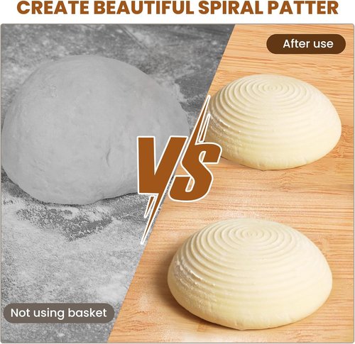 Kikcoin 5-Inch Banneton Bread Proofing Basket Set of 6 | Ideal for Mini Sourdough Baking