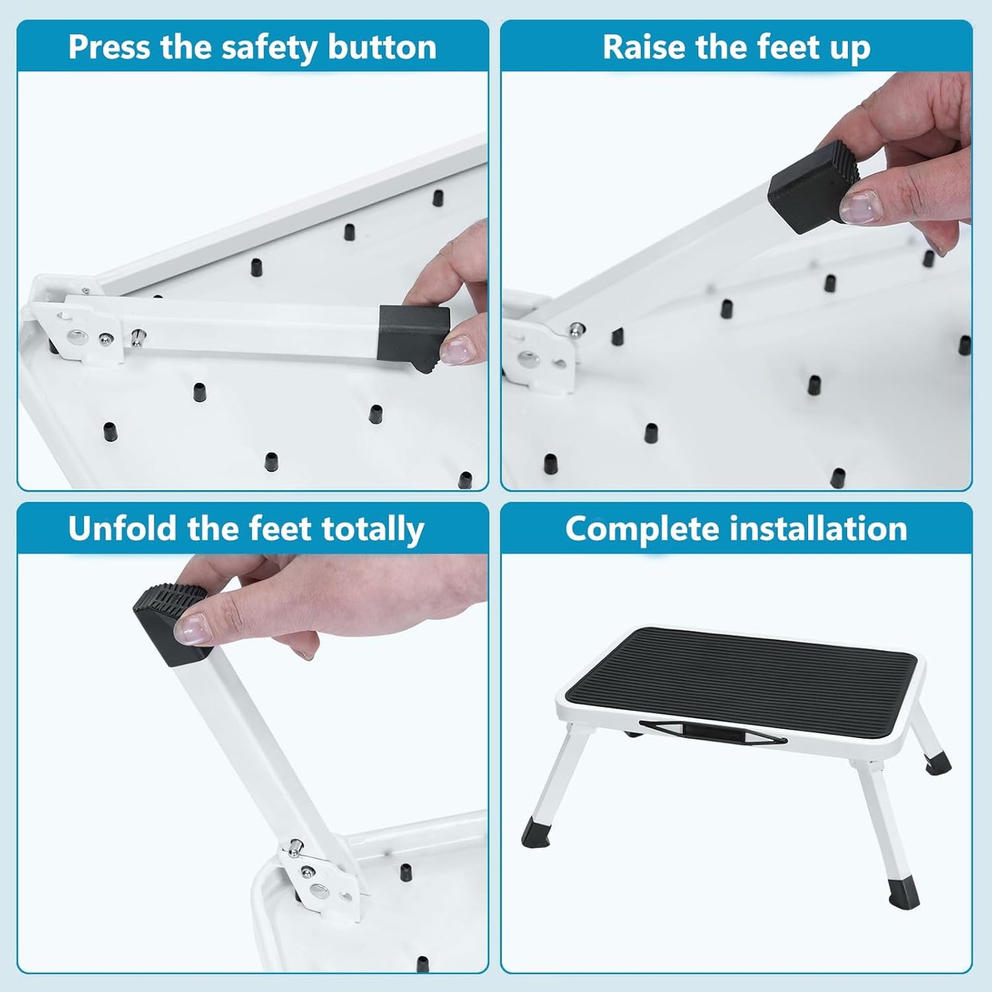 Simple Deluxe Foldable Step Stool - Heavy Duty Non-Slip Foot Stool for Adults & Kids | 330 Lbs Capacity