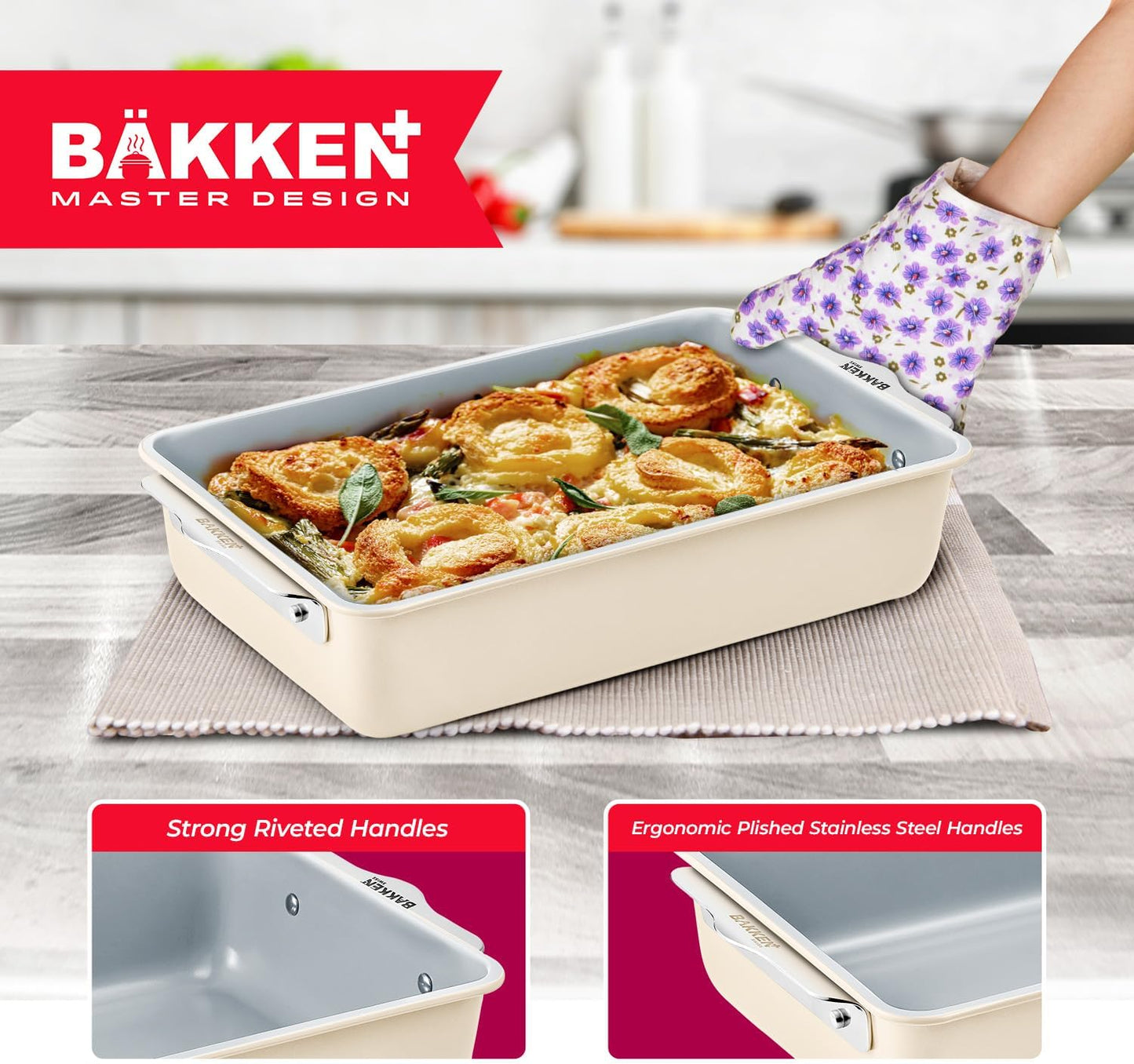 Premium Non-Stick Ceramic Baking Sheet Pan - Aluminized Steel, PFOA & PFAS Free - Ideal for Baking & Roasting - Medium Size (15.5" x 10") | Gold