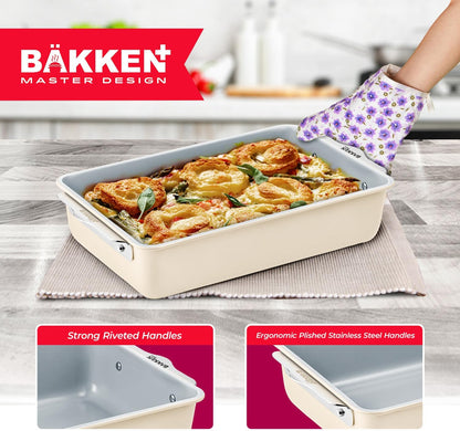 Premium Non-Stick Ceramic Baking Sheet Pan - Aluminized Steel, PFOA & PFAS Free - Ideal for Baking & Roasting - Medium Size (15.5" x 10") | Gold