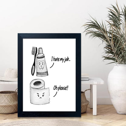 Regine Switzerland Kids Bathroom Decor - Cute Framed Canvas Wall Art | Modern Black and White Design