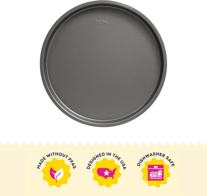Wilton Silver Non-Stick Pizza Pan - 12-Inch Cold-Rolled Steel Bakeware, PFAS-Free