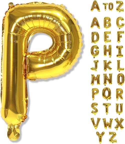 Giant P Gold Alphabet Balloon - 40 Inch Self-Inflating Mylar Foil Letter for Birthday & Graduation Decor