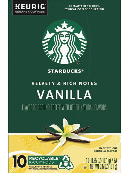 Starbucks Vanilla Flavored Coffee K-Cup Pods - Light Roast, 120 Count (12 Boxes)