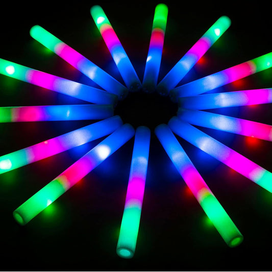 SHQDD LED Foam Glow Sticks - 28PCS Colorful Light-Up Party Pack with 3 Flashing Modes | Perfect for Weddings, Birthdays, Raves, and Celebrations