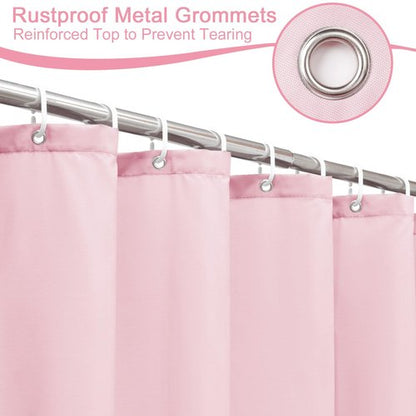 AooHome Standard 72x72 inch Shower Curtain Liner, Durable Polyester Solid Color Shower Curtain with Hooks, Weighted Hem, Water Repellent, Pink