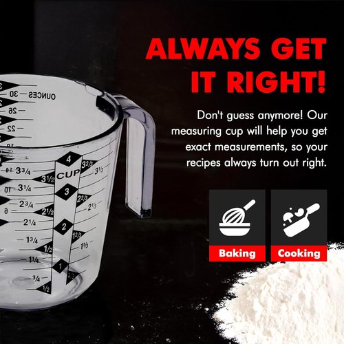 Chef Craft Select Measuring Cup - 4 Cup Clear Plastic Design for Easy Measuring