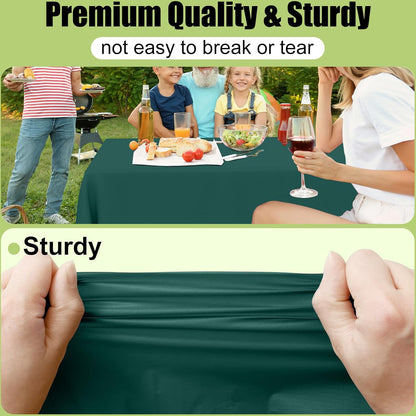 Smiry Disposable Tablecloth - Waterproof Plastic Rectangle Covers | 54 x 108 Inch - 3 Pack in Green for Parties & Events