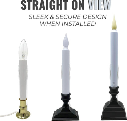 Vermont 612 Window Candle Holders - Suction Cups & L-Shaped Safety Bracket | Fits Most Battery & Electric Candles (Pack of 4)