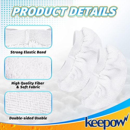 KEEPOW Universal Microfiber Cloths for Handheld Steam Cleaner Attachments Compatible with Bissell Steam Shot, Wagner spraytech, McCulloch, Comforday, PurSteam Steamer Cloth Accessories Pads, 8 Pack