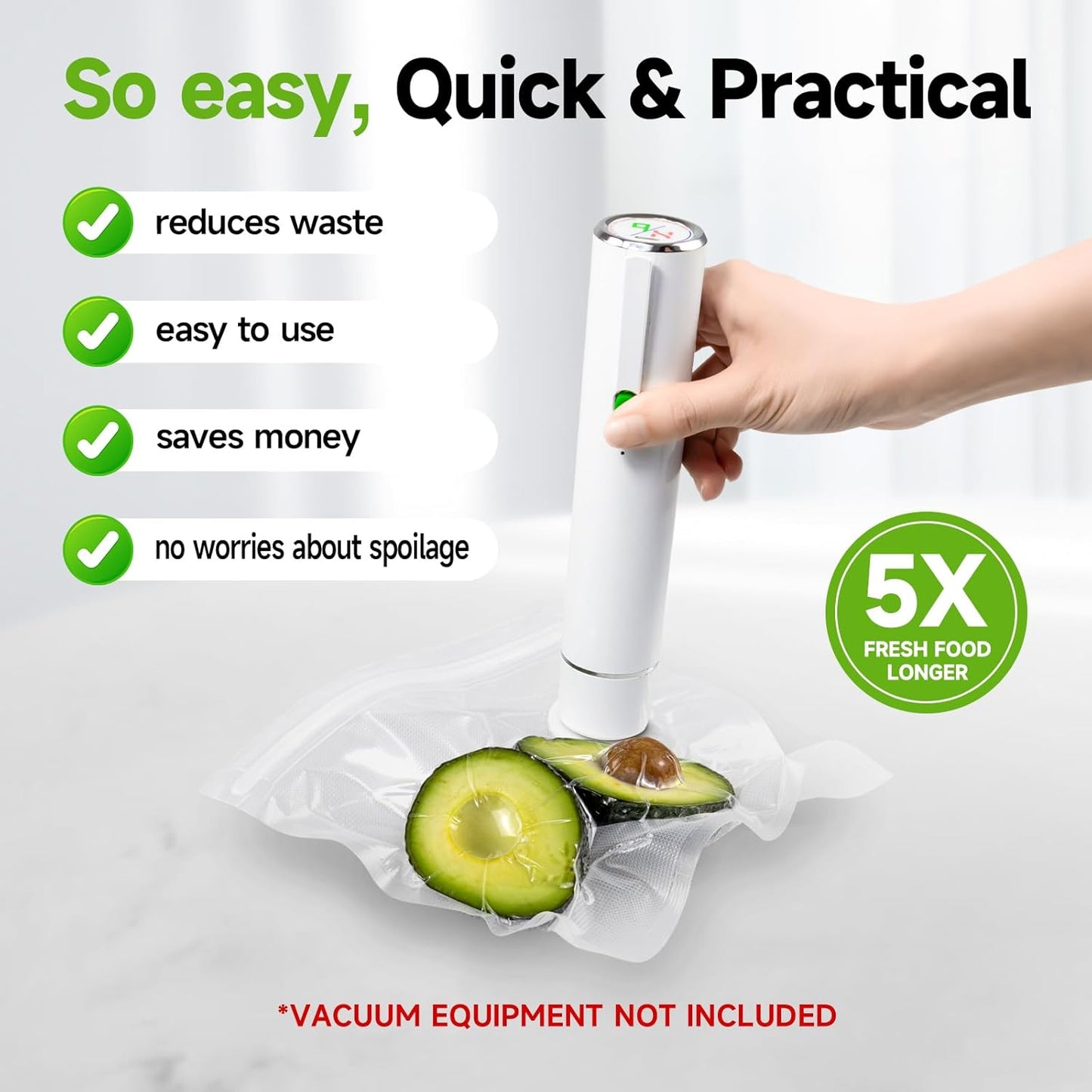 Vacuum Sealer Bags - 40 Reusable BPA-Free Bags for Meal Prep & Sous Vide Cooking | Compatible with Handheld & External Vacuum Sealers