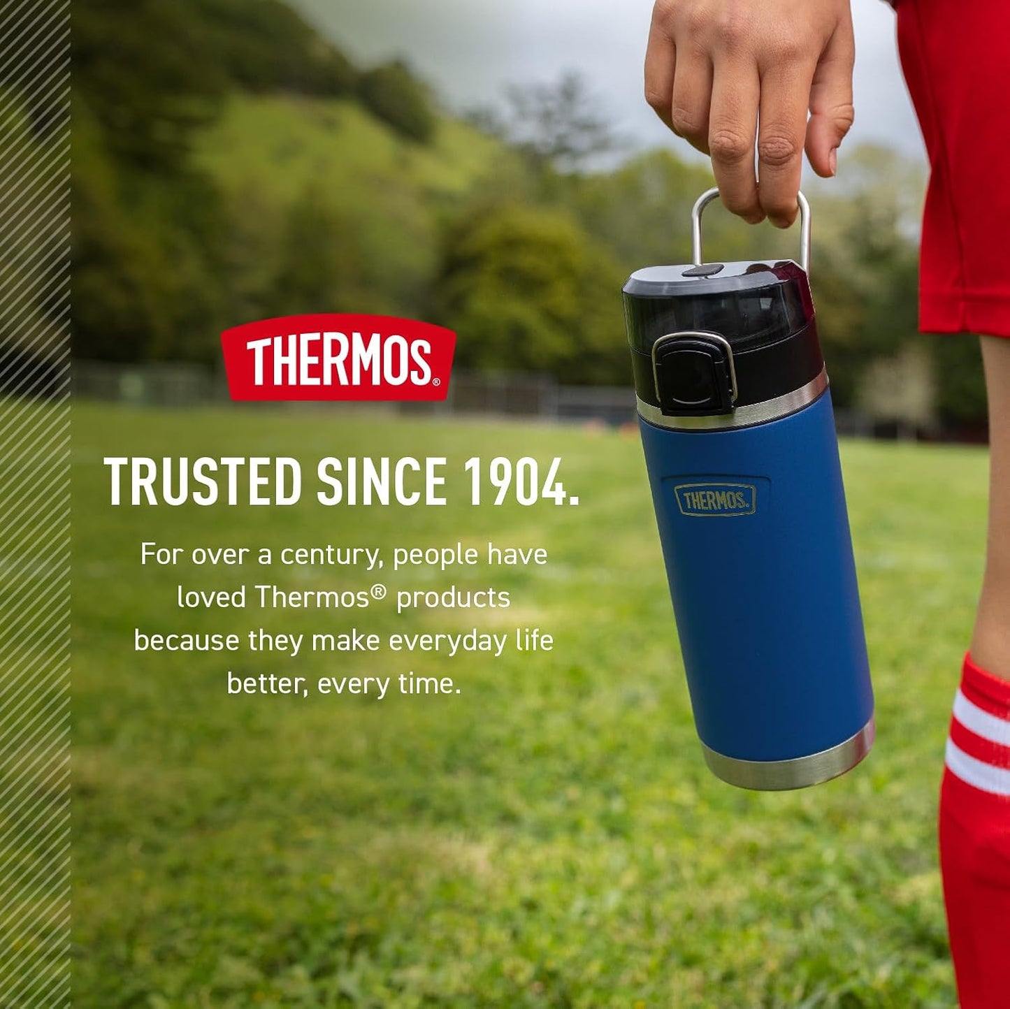 THERMOS Icon Series Water Bottle - 18 Ounce Stainless Steel, Vacuum Insulated with Spout - Lime Color