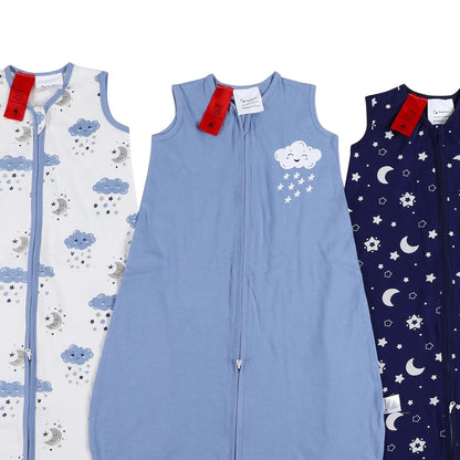 Yoofoss Baby Sleep Sack - 100% Organic Cotton Wearable Blanket | 2-Way Zipper, 0.5 TOG, 3 Pack for 6-12 Months