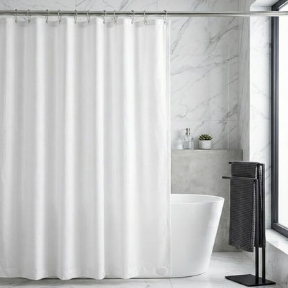 Kouzia Home Waterproof Fabric Shower Curtain Liner, TPU Coated, PEVA-Free & Odorless, Hotel Quality, 3 Magnets, Rust-Proof Metal Grommets, Machine Washable, White, 72x72 Inch