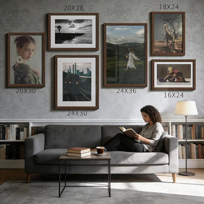 Brown 16x24 Picture Frame 5-Pack, Solid Wood Wall/Table Frames