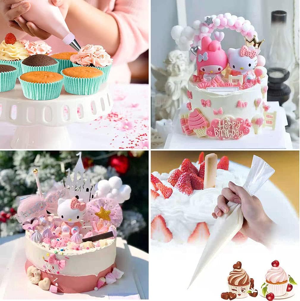 Skiennix 100 Disposable Piping Bags - 16 Inch Tipless Design for Cake, Cookie & Frosting Decorating