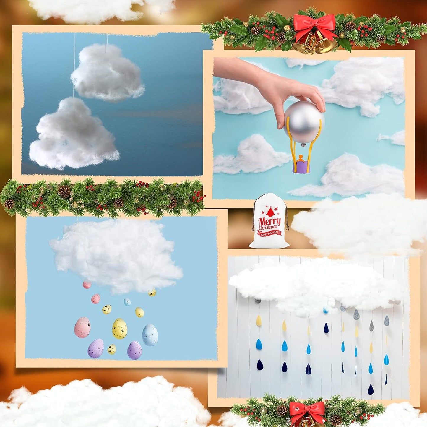 Shappy Christmas Fake Snow Decor - Fluffy Artificial Snow Blanket for Indoor Holiday Decoration | White Bag
