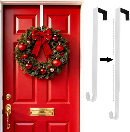 Regine Switzerland Wreath Hanger - Adjustable 15" to 25" for Christmas & Fall Decorations | White