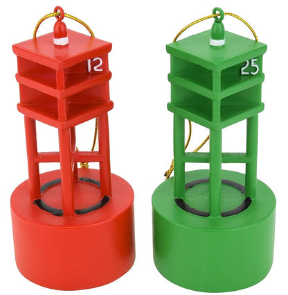 Port and Starboard Channel Marker Ornament Set - Nautical Boating Christmas Decorations
