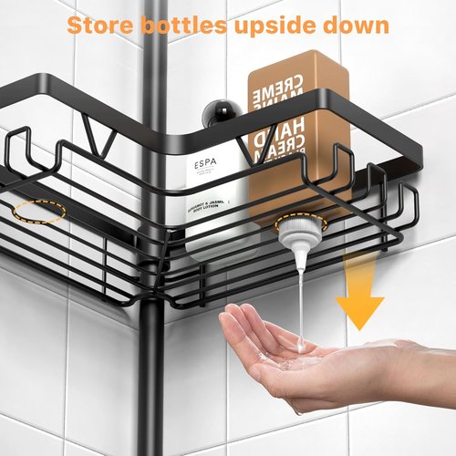 KEGII Corner Shower Organizer - 6-Tier Tension Pole Caddy | Waterproof & Rustproof, Adjustable 25-114.2 Inch