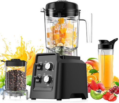 Blender - Skiennix 1400W Professional Self-Cleaning Blender for Smoothies & Ice Crushing | 68oz Jar, Black