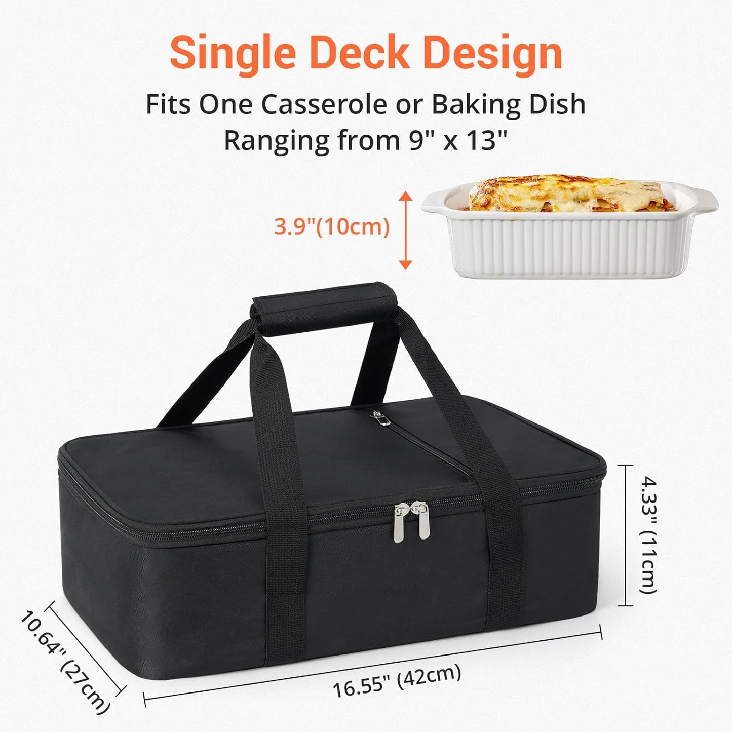 Skiennix Insulated Casserole Carrier - Versatile Tote for Hot or Cold Food | Fits 9"x13" Baking Dish, Black