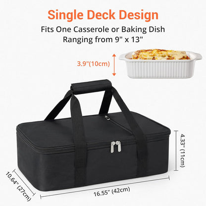 Skiennix Insulated Casserole Carrier - Versatile Tote for Hot or Cold Food | Fits 9"x13" Baking Dish, Black
