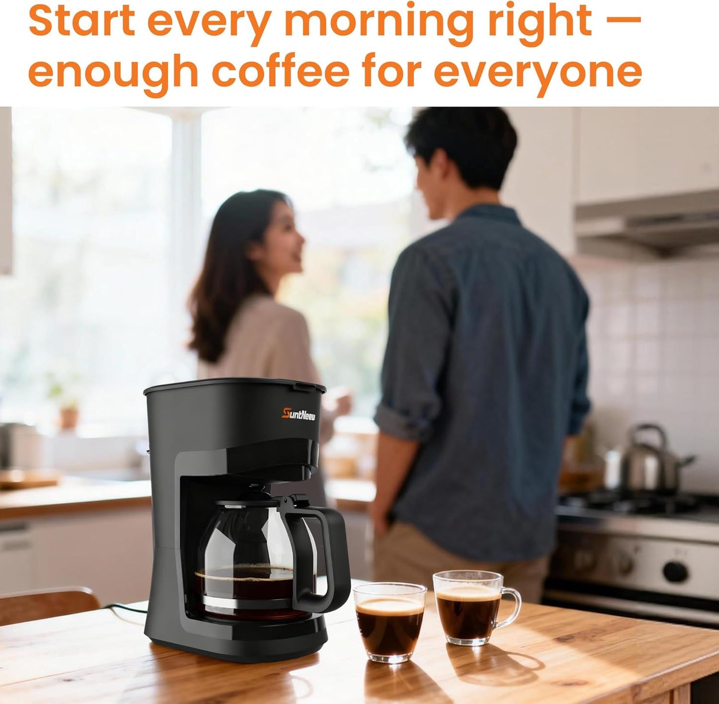 Skiennix 12-Cup Coffee Maker - 1.5L Drip Machine with One-Touch Brewing & Glass Carafe