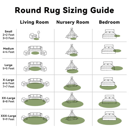 OLANLY Green Round Rugs for Bedroom - Machine Washable, 2 ft Circle Area Rugs for Living Room, Soft and Fluffy Shaggy Carpet for Teen Girl and Boys, Nursery Rooms, Dorms, Home Decor Aesthetic