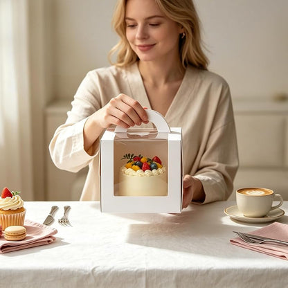 KPOSIYA 60 Pack 6x6x6 Inch White Cake Boxes with Windows, 6 Inch Cake Boards & Accessories - Variation: white+30+6x6x6