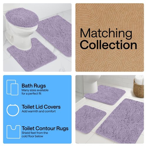 GORILLA GRIP Bath Rug Mat, Thick Soft Absorbent Chenille, Quick Dry Microfiber Mats, Rubber Backing Washable Shower Floor Rugs, US Designed Bathroom Bathmat Home Decor Accessories, 24x17 Light Purple