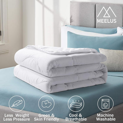 MEELUS Lightweight Cooling Comforter - Breathable All-Season Duvet Insert, Queen Size 88x88 Inch, Soft Microfiber