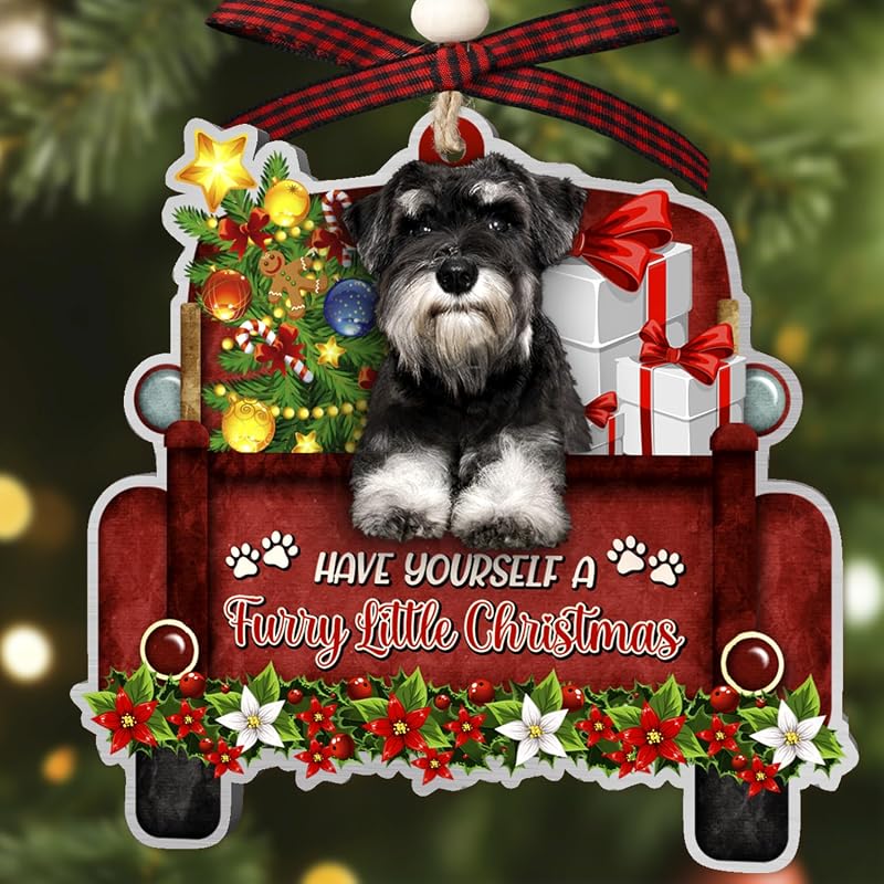 Schnauzer Car Ornament - Aluminum Christmas Tree Decoration for Schnauzer Lovers, Dog Mom/Dad - Variation: Schnauzer Car