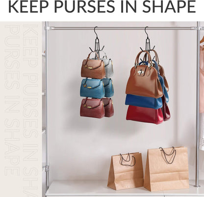 ZEDODIER Purse Organizer - Heavy-Duty Hanging Hanger Holds Up to 12 Purses | Black, Space-Saving Design
