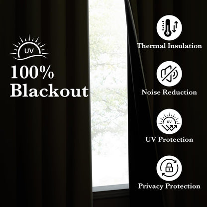 NICETOWN 100% Blackout Muted Beige Curtains 84 inches Long, Grommet Energy Saving Thermal Insulated Window Treatments Lightweight for Bedroom/Home Office, W52 x L84, 2 Panels