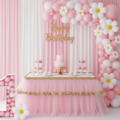 RUBFAC Latex Balloon Garland Kit - 129-Piece White & Pink Balloons for Baby Showers & Parties | 5-12 Inch Sizes
