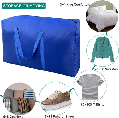 100L Extra Large Storage Bags by [Brand Name] - Durable Moving Bags with Strong Zippers & Handles | Space-Saving Packing Solution (Blue, 2 Pack)