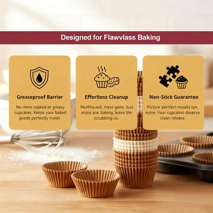 Eoonfirst Mini Cupcake Liners - Food Grade Greaseproof Paper, Non-Stick Muffin Wrappers | 400 Pcs