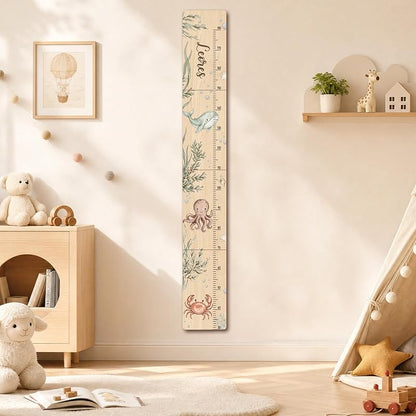 Personalized Name Wood Growth Chart for Wall - Style10 (Style 10) Height Chart for Kids