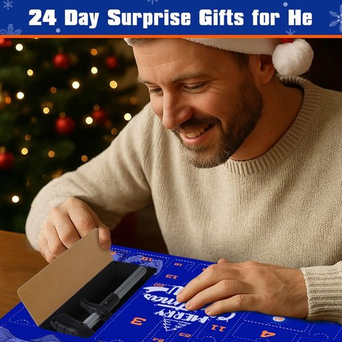 Fishing Advent Calendar 2025 - 24-Day Tackle Set with Rod Holder & Fish Lip Gripper | Perfect Gift for Men