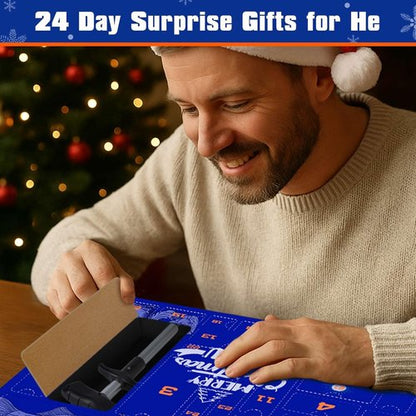 Fishing Advent Calendar 2025 - 24-Day Tackle Set with Rod Holder & Fish Lip Gripper | Perfect Gift for Men