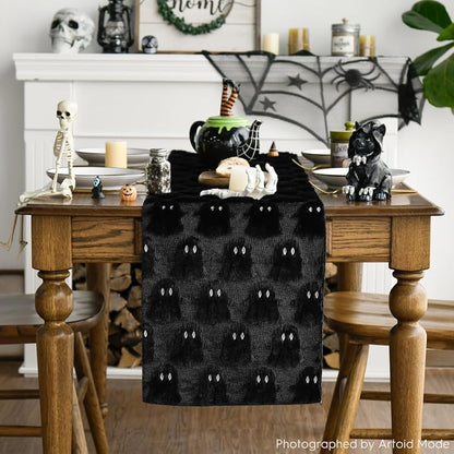 Artoid Mode Black Soft Faux Fur Ghost Table Runner 13 x 120 Inch (Variation: Black+13" x 120")