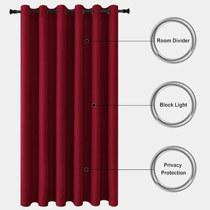 DWCN Burgundy 8.3ft W x 7ft H Privacy Room Divider Curtain Panel with Grommets - 100% Polyester, Blackout Thermal Partition for Patio Door, Living Room, Bedroom (Variation Burgundy+100"W x 84"L)
