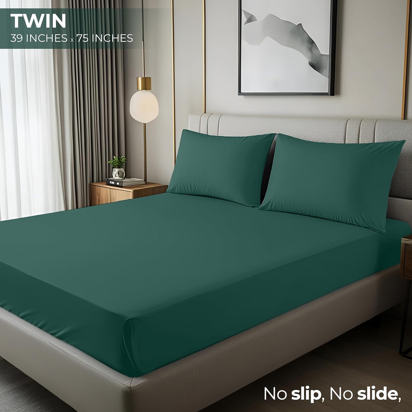Utopia Bedding Twin Fitted Sheet - Deep Pocket Soft Microfiber - Fade Resistant & Easy Care | Emerald