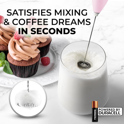 Zulay Kitchen Milk Frother Handheld Electric Whisk with AA Duracell Batteries – Durable Drink Mixer for Coffee, Lattes, Cappuccinos & More - Lavender