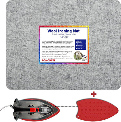 ZOMONETI Wool Pressing Mat - 18" x 14" 100% New Zealand Felted Wool Ironing Pad for Quilting & Sewing
