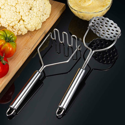 Skiennix Potato Smasher - Stainless Steel Masher for Perfectly Mashed Potatoes & Avocados | 2 Pcs Set